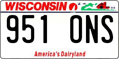 WI license plate 951ONS
