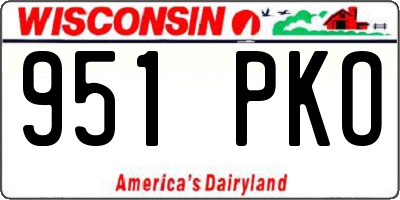 WI license plate 951PKO