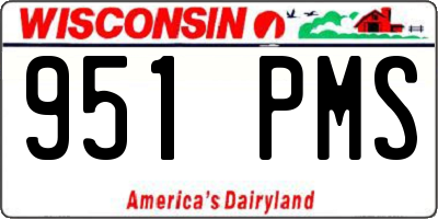 WI license plate 951PMS