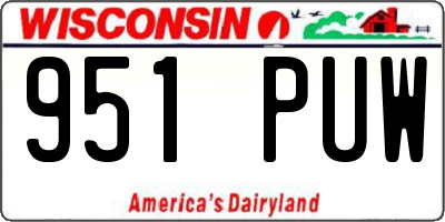 WI license plate 951PUW