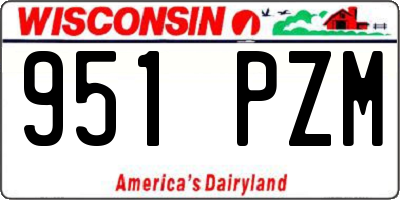 WI license plate 951PZM
