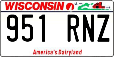 WI license plate 951RNZ