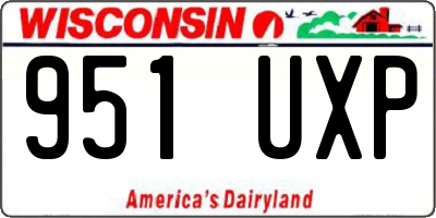 WI license plate 951UXP