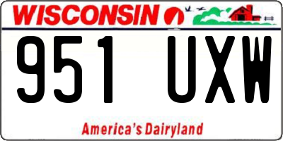WI license plate 951UXW