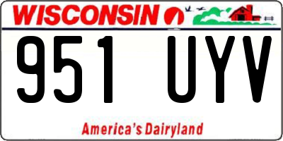 WI license plate 951UYV