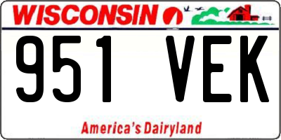 WI license plate 951VEK