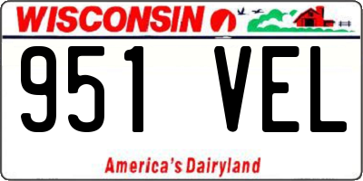 WI license plate 951VEL