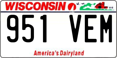 WI license plate 951VEM