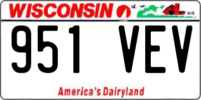 WI license plate 951VEV