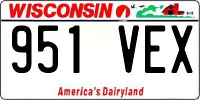 WI license plate 951VEX