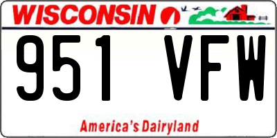 WI license plate 951VFW