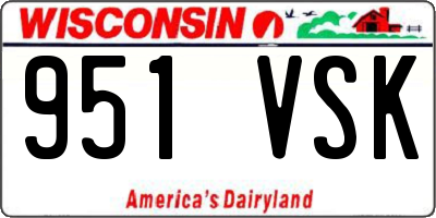 WI license plate 951VSK