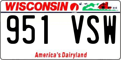 WI license plate 951VSW