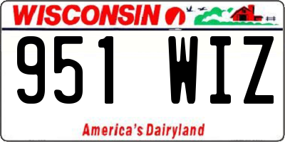 WI license plate 951WIZ