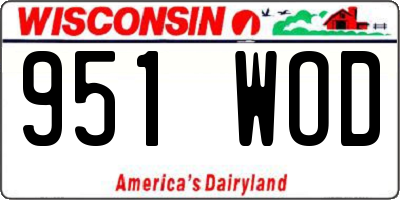 WI license plate 951WOD