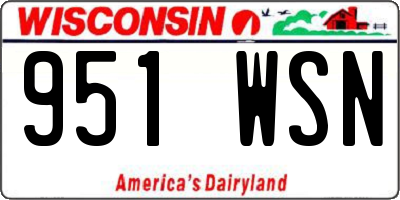 WI license plate 951WSN