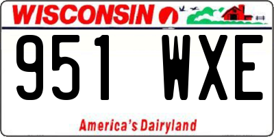 WI license plate 951WXE