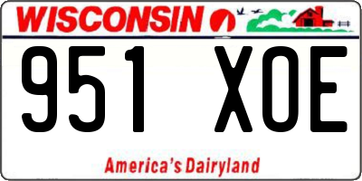 WI license plate 951XOE