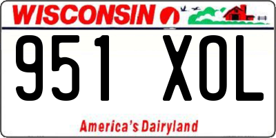 WI license plate 951XOL