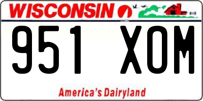 WI license plate 951XOM