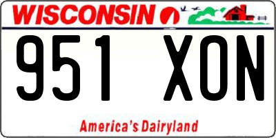 WI license plate 951XON