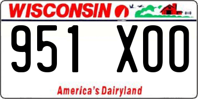 WI license plate 951XOO