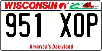 WI license plate 951XOP