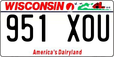 WI license plate 951XOU