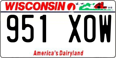 WI license plate 951XOW