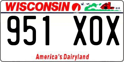 WI license plate 951XOX