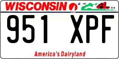 WI license plate 951XPF