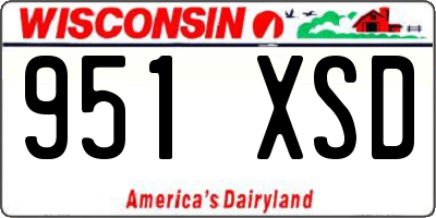 WI license plate 951XSD