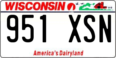 WI license plate 951XSN