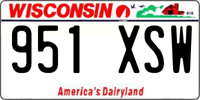 WI license plate 951XSW