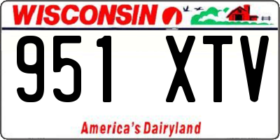 WI license plate 951XTV