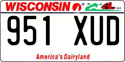 WI license plate 951XUD