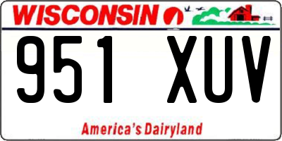 WI license plate 951XUV