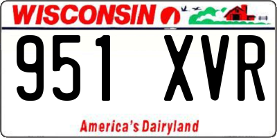 WI license plate 951XVR