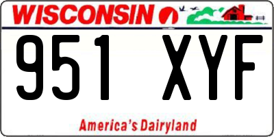 WI license plate 951XYF