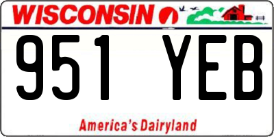 WI license plate 951YEB