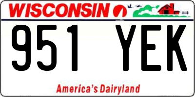 WI license plate 951YEK