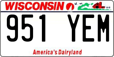 WI license plate 951YEM