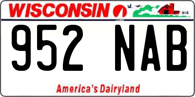 WI license plate 952NAB