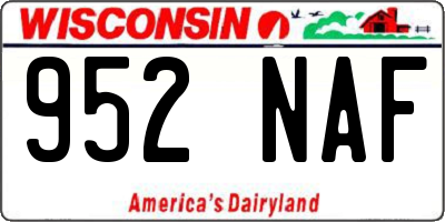WI license plate 952NAF