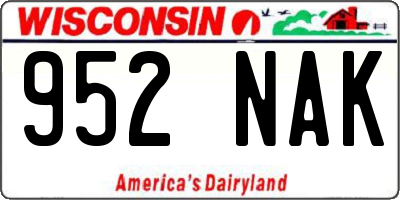 WI license plate 952NAK