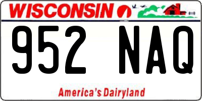 WI license plate 952NAQ