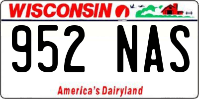 WI license plate 952NAS