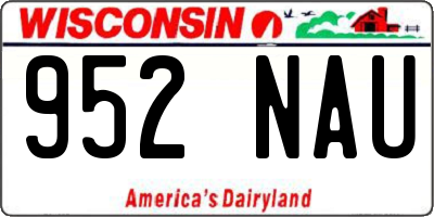 WI license plate 952NAU