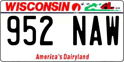 WI license plate 952NAW