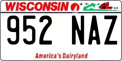 WI license plate 952NAZ
